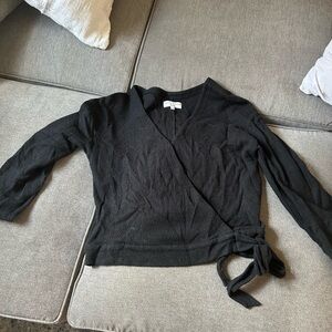 Madewell Black Wrap Tie Front Blouse